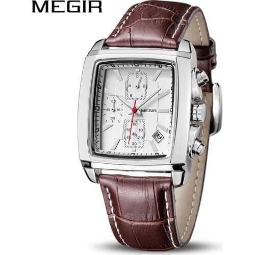 MEGIR Original Quartz Watch Men Top Brand Luxury Army Military Watches Leather Dress Wristwatch Clock Men 2028 Relogio Masculino