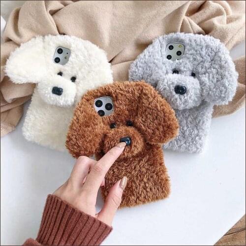 Cute Teddy Dog Hairy Warm Fur phone case For iPhone 11 Pro 11pro Max Soft Silicone Case For iPhone XR X XS Max 8 7 6 6s Plus
