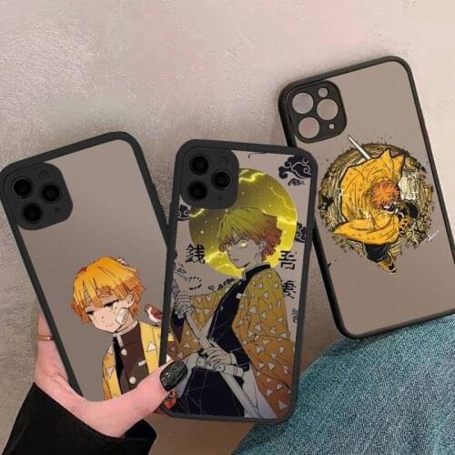 Demon Slayer Agatsuma Zenitsu Phone Case For iphone 12 11 8 7 plus mini x xs xr pro max matte transparent cover