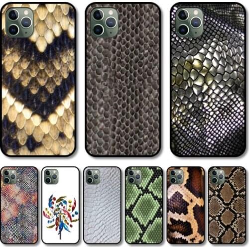Snake skin Phone Case cover For iphone 12 pro max 11 8 7 6 s XR PLUS X XS SE 2020 mini black cell shell