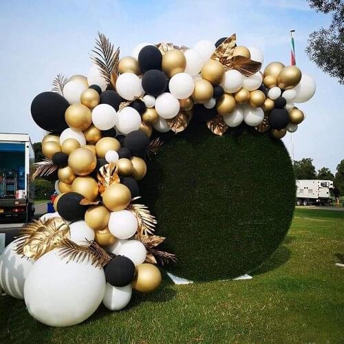 Black Gold Balloon Arch Garland Kit Macaron Latex Balloon Metallic Gold Independence Day Birthday Fiesta Wedding Christmas