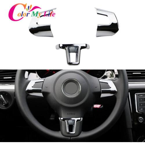 ABS Chrome Car Steering Wheel Decoration Cover Trim Sticker Fit for Volkswagen VW GOLF POLO JETTA MK5 MK6 Bora Accessories