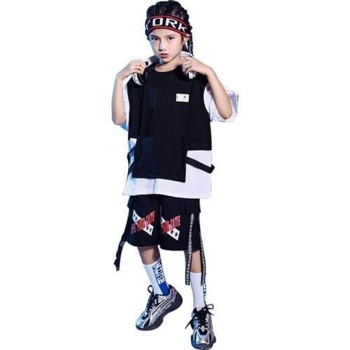 Kid Cool Hip Hop Clothing Oversized T Shirt Top Summer Running Shorts Pants for Girl Boy Jazz Dance Costumes Clothes Street Wear