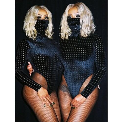 DS DJ Bar Stage Performance Sexy Clothes Nightclub Female Singer Long Sleeve Shiny Jumpsuit Pole/Jazz Dance Costume DQL3408