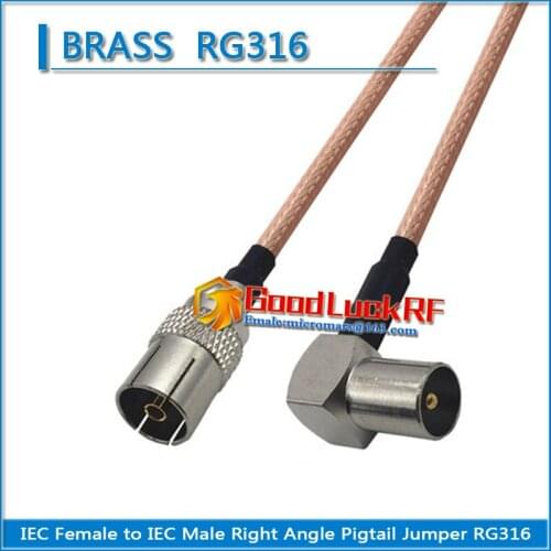 Dual IEC Male Right Angle 90 Degree to IEC Female Plug Pigtail Jumper RG316 extend Cable Type L 50 ohm Low Loss High-quality