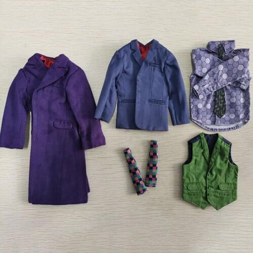 1/6 Scale The Joker Clown Purple Coat Vest Shirt Suit Clothes Fit 12'' Action Figure Body