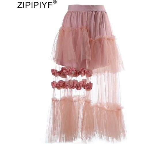Fairy cake skirt mesh veil skirts summer s long style tall waist pleated skirt tiered/layered skirt B250