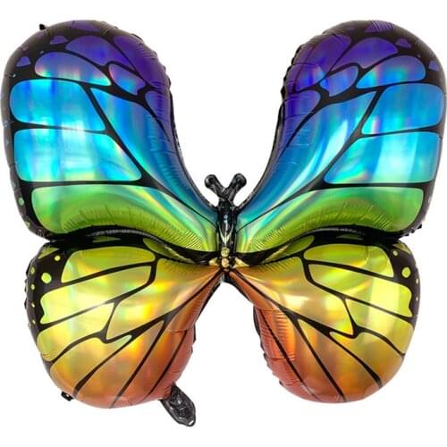Foil Laser Butterfly Balloons Gradient Insect Ball Colourfully Butterfly Helium Balloon Birthday Party Wedding Decorations Bow