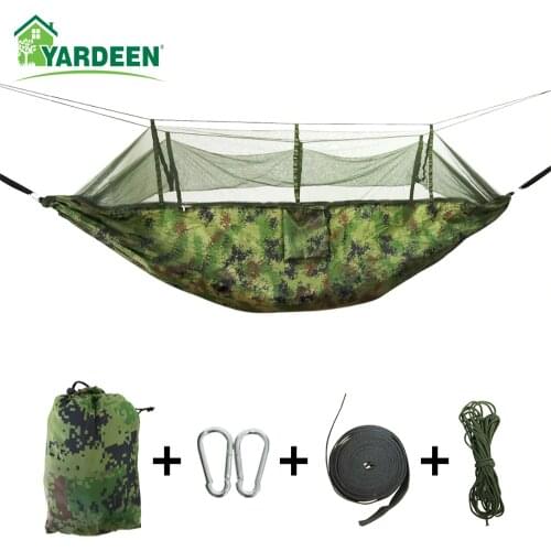 1-2 Person 260*140cm Camping Hammock Outdoor Mosquito Bug Net Portable Parachute Nylon Hammock for Sleeping Travel Hiking