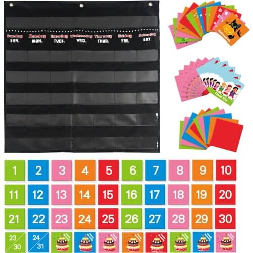 Calendar Pocket Chart Kids Toddlers Learning Materials for Homeschool