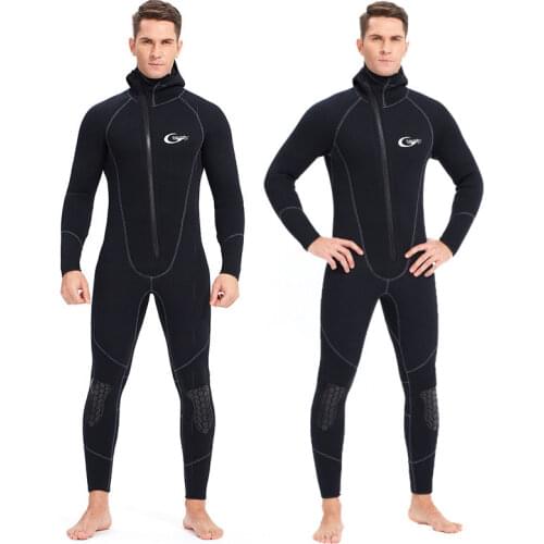 Mens Womens 3mm Diving Suit One-piece Front Zipper Hooded Cold Proof Warm Wetsuit Winter Swimming Snorkeling Surfing Neoprene