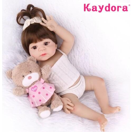 Cute Full Soft silicone Reborn Baby Dolls 48cm Child Bath Play Toys Reborn Toddler Girl Bed Playmate Alive Kids Birthday Gifts