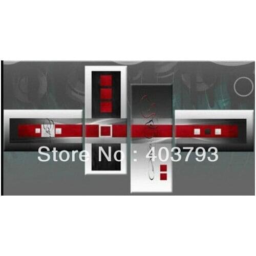 Buy at disscount price Modern Abstract Oil Painting on canvas 4pcs red abstract landscape (no framed) free shipping