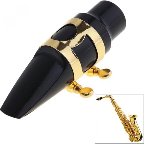 Black and gold Alto-Saxophone Mouthpiece With Mouthpiece Cap & Mouthpiece Clip & Mouthpiece Reed