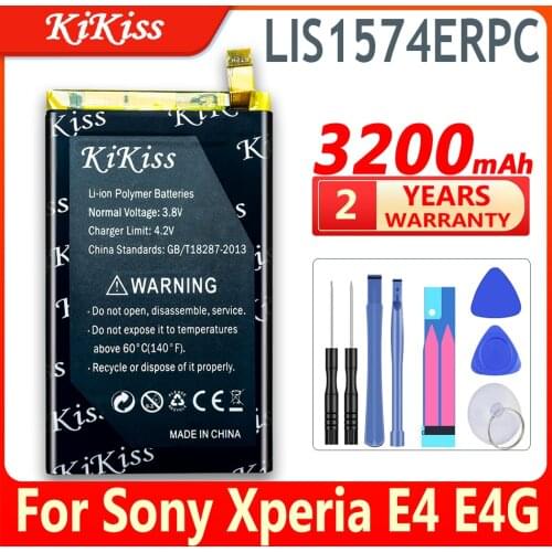 Original KiKiss Battery For SONY Xperia E4 E2003 E2033 E2105 E2104 E2115 LIS1574ERPC Mobile Phone Battery 3200mAh For Sony E4