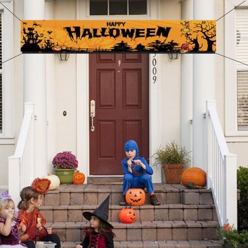 Outdoor Halloween Banner Pull Flag Decoration Celebration Party Hanging Decoration Porch Background Supplies Logo Foldable