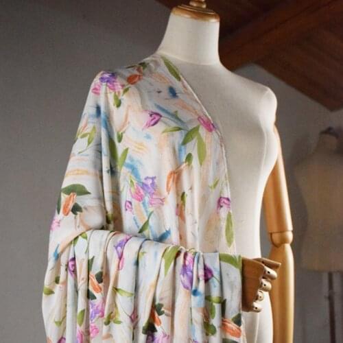 Half Meter High Grade Colored Flower Print Chiffon Fabric For Dress Shirt Lady Garment No Transparent T1662