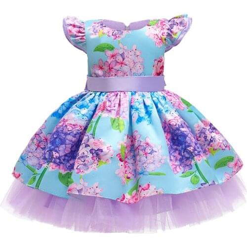 Beaded Tulle Puffy Kids Party Dresses for Girls Clothing Flowers Girl Dress For Girls Formal Costumes Children Wedding Dress