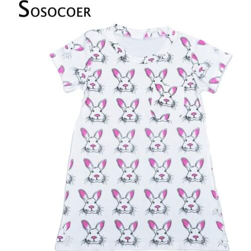 SOSOCOER Girl Dress 2017 Summer Rabbit Head Pattern Baby Clothes Cartoon Animal Bunny Children Dresses For Kids Girls Clothing