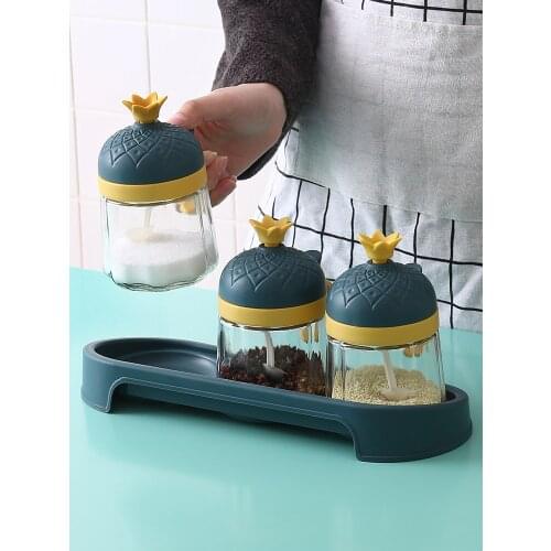 Kitchenware Glass Seasoning Box Salt Shaker Seasoning Jar Household Oiler Jar Storage Box Seasoning Bottle Combination Set