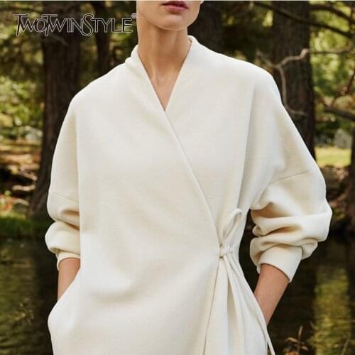 Женские зимние пальто TWOTWINSTYLE China At AliExpress