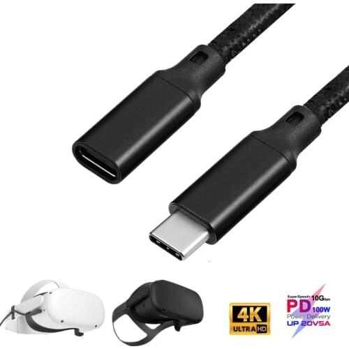 5A 100W USB3.1 Type-C Extension Cable 4K @60Hz USB-C Gen 2 10Gbps Extender Cord For Oculus Quest 1 2 Link VR Cable Nintendo HDTV
