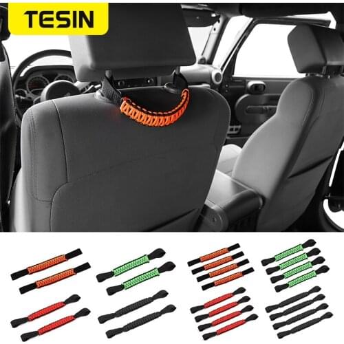 TESIN Interior Accessories For Jeep Wrangler JK 2007-2017 Car Top Handle With Hole Seat Headrest Grab Handle For Jeep Wrangler