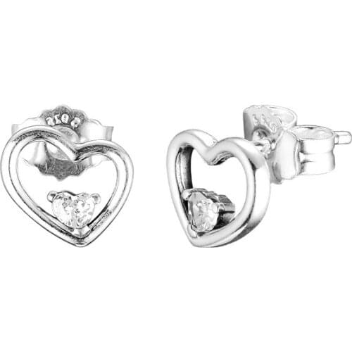 Valentines Day Shape of My Heart Earring Studs Sterling Silver Jewelry Woman DIY Fashion Jewelry Party Earrings