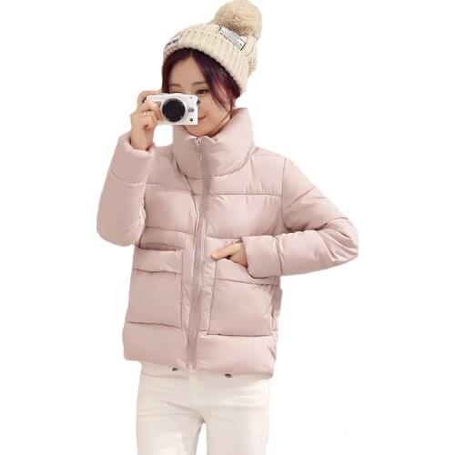 Winter Fashion Women Jackets Short Design Cute Cotton Padded Pink Coats Causual Warm Hoodies Loose Padded Parkas Casaco Feminino
