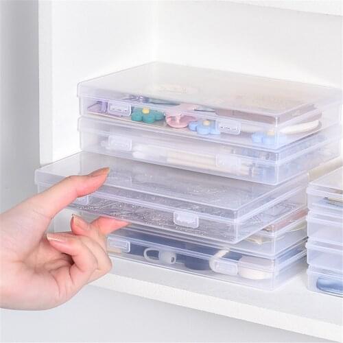 1-2pcs Transparent Desktop Stationery Organizer Clear Pencil Box Washi Tape Stickers Storage Case Table Desk Classification Box