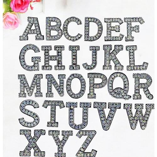 1pcs A-Z Rhinestone English Alphabet Letter Applique 3D Iron-On letters Patch For Clothing Badge Paste For kids Clothes Bag