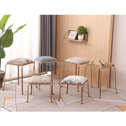 2pieces/lot Fashion American Flannelette Fabric Gold Stool Leg Stainless steel dining chair nordic kitchen chair restaurant