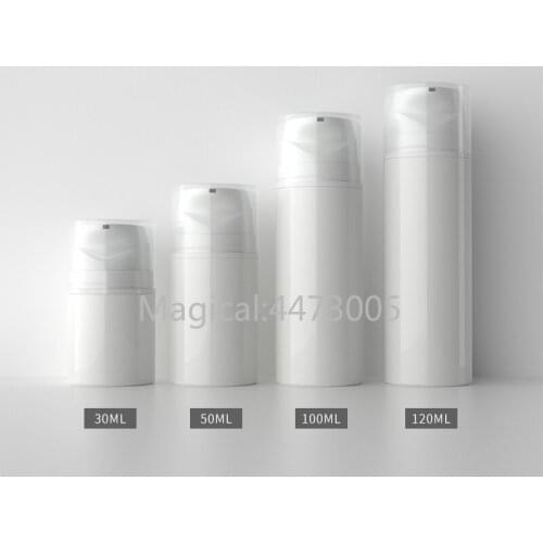 20pcs 30ml50ml100ml120ml Empty PP Airless Cosmetics Lotion Pump Bottle, DIY Snap Press Container, Portable Travel Shell Package
