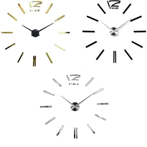 3D Home Decor Quartz DIY Wall Clock Horloge Watch Living Room Metal Acrylic Mirror Decoration Clocks
