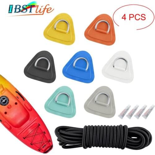 4PCS D Ring Pad PVC Patch Boat Deck Rigging 2.5m Black Elastic Bungee Rope Kit For Stand Up Paddle Board SUP Deck Accessories