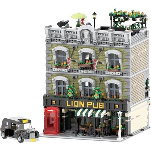 5801pcs New Classic London Lion Pub Music Coffee Citys House Street Series Kit Model Building Block Toy DIY Model For Gifts