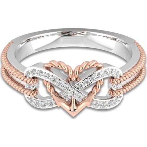White Gold Triple Charming Heart Shape Infinity Ring For Women Wedding Band Jewelry Gifts
