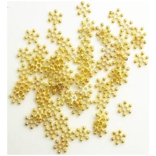 Free Ship 1000PCS Gold Plated Snowflake Spacer Beads Jewelry Making 7mm