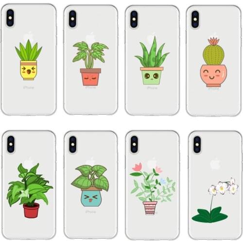 Cartoon Funny Plant Flower Phone Case Coque For iPhone XR X MAX 5 5S 6 6S 7 8 Plus Transparent Phone Cover For iPhone 8 7 Plus