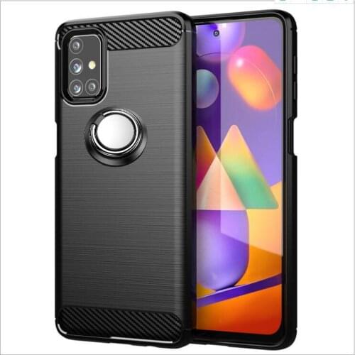 For Samsung galaxy M31S Case Luxury Brushed Carbon Fiber Phone Case For Samsung galaxy M31 A31 Magnetic Ring Holder Cover Case