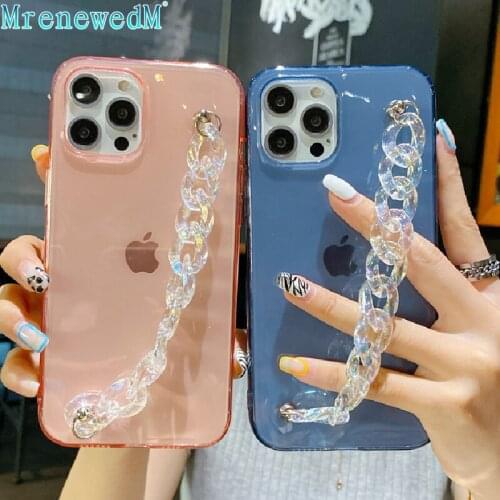 Color Bracelet Phone Case For iPhone 12 Mini 11 Pro X XR XS Max Wrist Chain Transparent Soft Silicone Cover On 7 8 Plus SE 2020