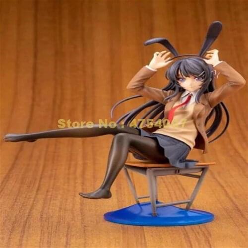 Anime does not dream of bunny girl in teenage sakurajima mai with chair pvc action figure model 20cm Toy
