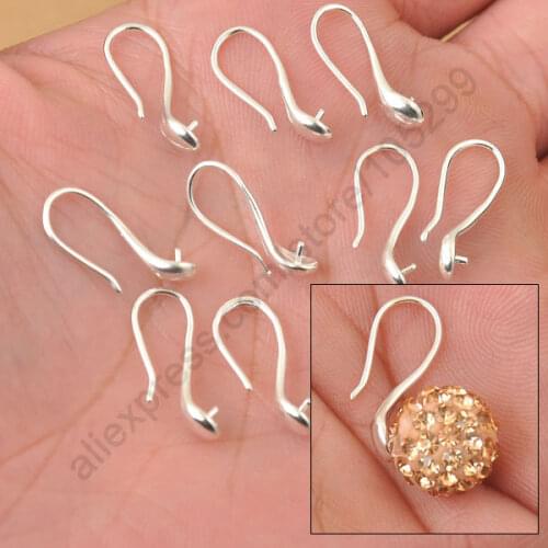 European Design 100pcs/Lot 925 Sterling Silver Jewelry Findings Slippy Hook Earring Ear Wires For Crystal Stones Beads