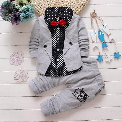 Formal Party Christening Wedding Tuxedo Bow Suit Baby Boy Gentry Clothes Set Children Clothing for 12 Months - 3 Years old Kids