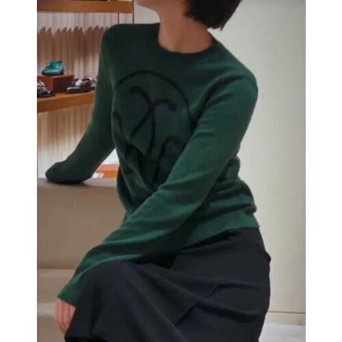 Quality End 11.8 High Fashion Elegant Coin Print Pattern Jacquard Temperament Cashmere Pullover Sweater Knitwear Women