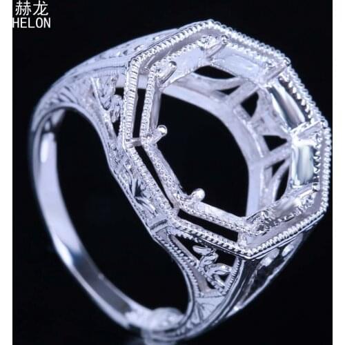 Simple and Generous Design 13mm Round Semi Mount Vintage & Antique Jewelry 925 Sterling Silver Ring White Gold Color Wholesale
