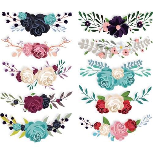 Beautiful Roses Flowers Stripes Iron On Patches Heat-Sensitive Lron-On Transfers For Clothing Transfer Fusible Clothing Custom