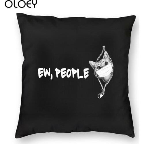 Cat Zipper Ew People Square Pillow Case Throw Pillow Cute Cat Lover Novelty Pillowcover Home Decor 45x45cm