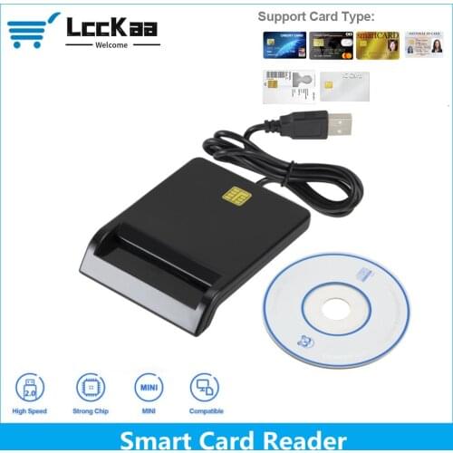 LccKaa USB Smart Card Reader For Bank Card IC/ID EMV card Reader High Quality for Windows 7 8 10 Linux OS USB-CCID ISO
