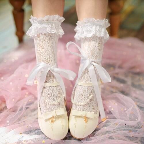 Lolita Tea Party Small Leather Shoes Student Cute Japanese Girl High Heeled Bow Princess Kawaii Girl Vintage Sweet Lolita Shoes